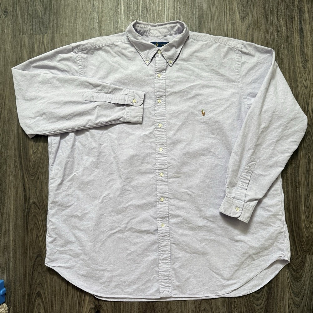 Ralph Lauren  3XLT Tall Oxford Purple Button Down Flesh Pony Flaw*